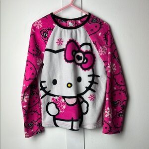 Hello Kitty Pink and White Long Sleeve PJ Kids Pajama fleece Top